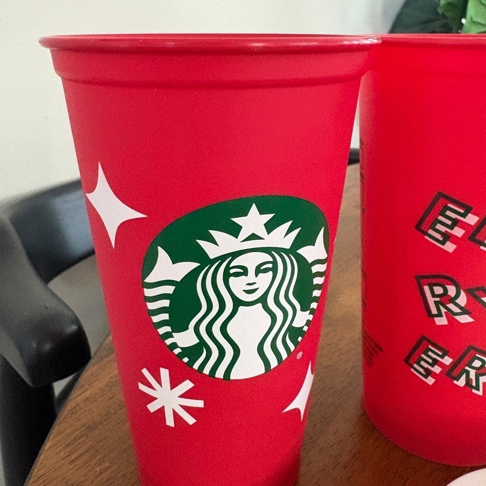 Starbucks Festive Red and Green Holiday Reusable Cups - Picture 2 of 5